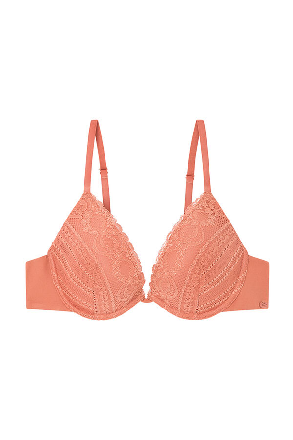 Women'secret GORGEOUS Sujetador push up encaje y microfibra coral naranja