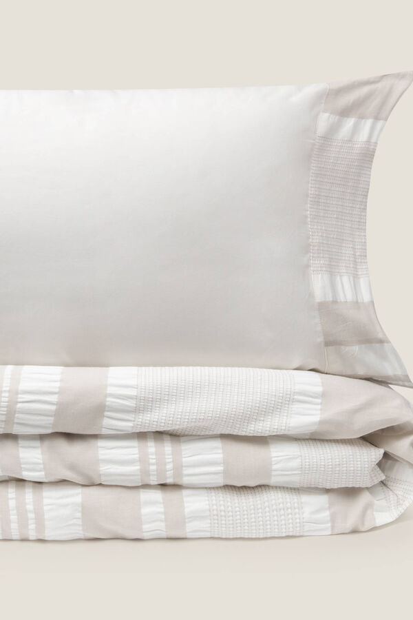 Textura Funda n&oacute;rdica algod&oacute;n rayas. Cama 180-200cm. beige