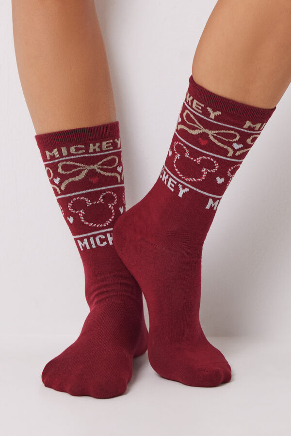 Women'secret Pacote de 3 meias altas do Mickey Mouse estampado