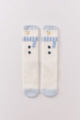 Women'secret Meias longas de pelo com estampa de boneco de neve. branco