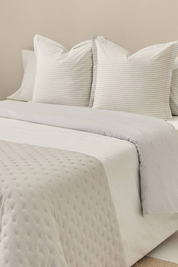 Textura Capa de edredom riscas revers&iacute;vel cinzento