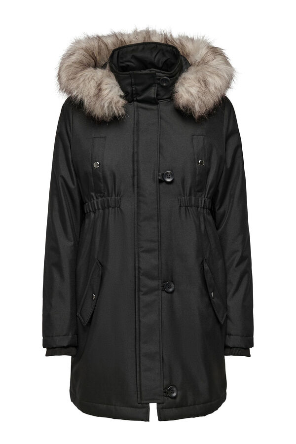 Only Maternity Parka premam&aacute; con capucha detalle pelo negro