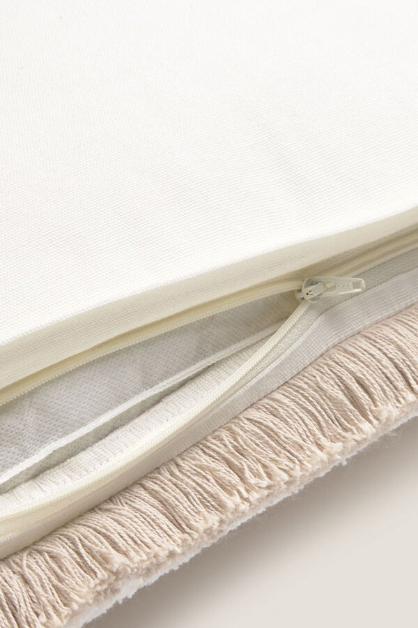 Textura Capa travesseiro algodão franjas cinzento