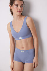 Women'secret Culotte com nervuras azuis sem costura azul