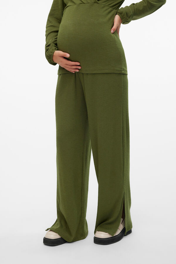 Mamalicious Calças de maternity compridas de algodão  verde