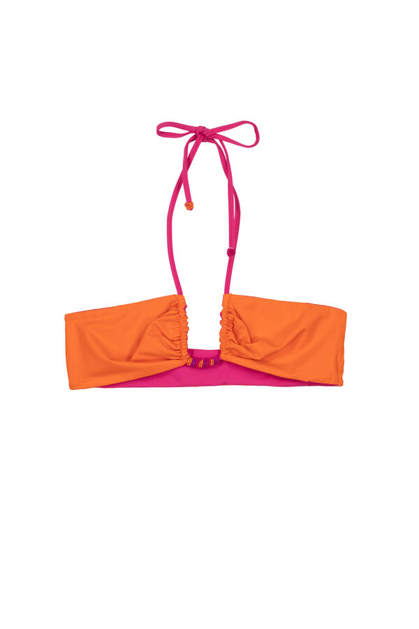 Womensecret Top biquíni bandeau reversível fúcsia/laranja rosa