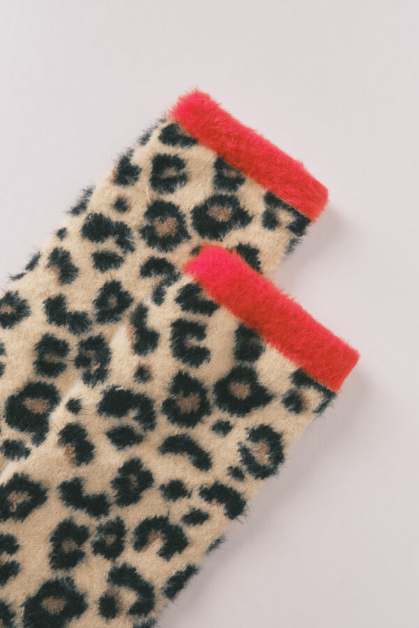 Women'secret Meias compridas de pele com estampa de leopardo do Snoopy estampado
