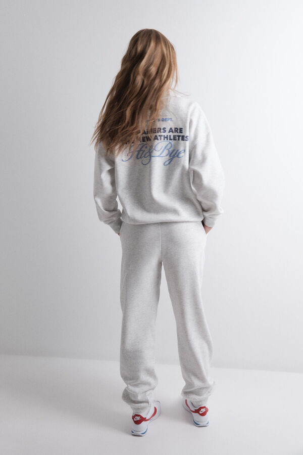 HI&BYE Pantal&oacute;n jogger felpa algod&oacute;n gris oscuro gris