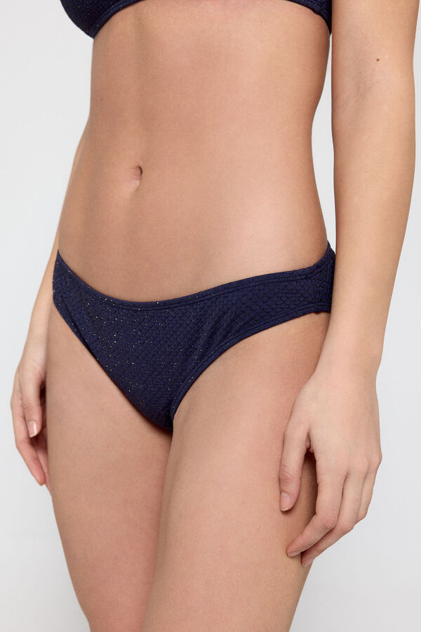 Pieces Calcinha de biquíni lurex assimétrica azul