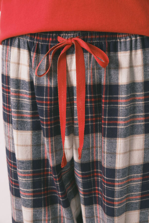 Women'secret Pijama largo 100% algod&oacute;n estampado cuadros "Hogwarts"  rojo