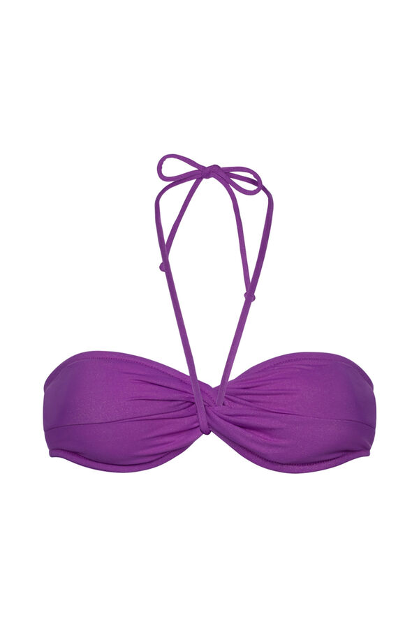 Dorina Top de biquíni bandeau roxo com glitter rosa
