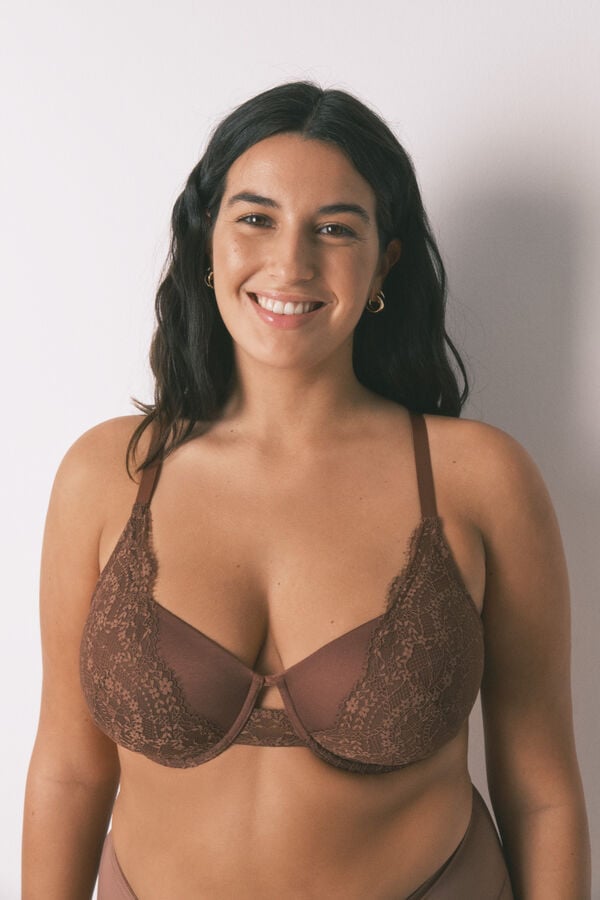 Women'secret BEAUTIFUL soutien cl&aacute;ssico de renda marrom cru