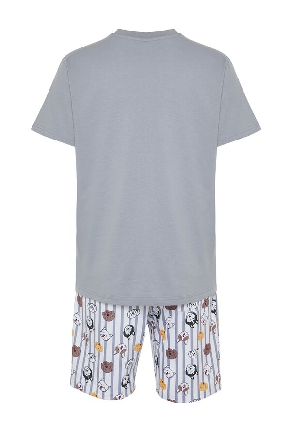 Trendyol Conjunto de pijama curto de riscas e animais cinzento