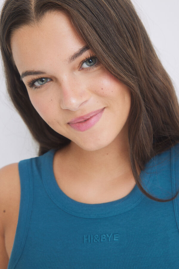 HI&BYE Crop top algod&oacute;n azul azul
