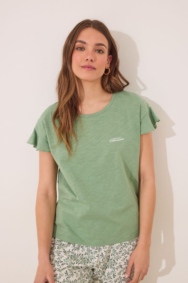Women'secret Pijama Capri 100% algod&oacute;n verde verde
