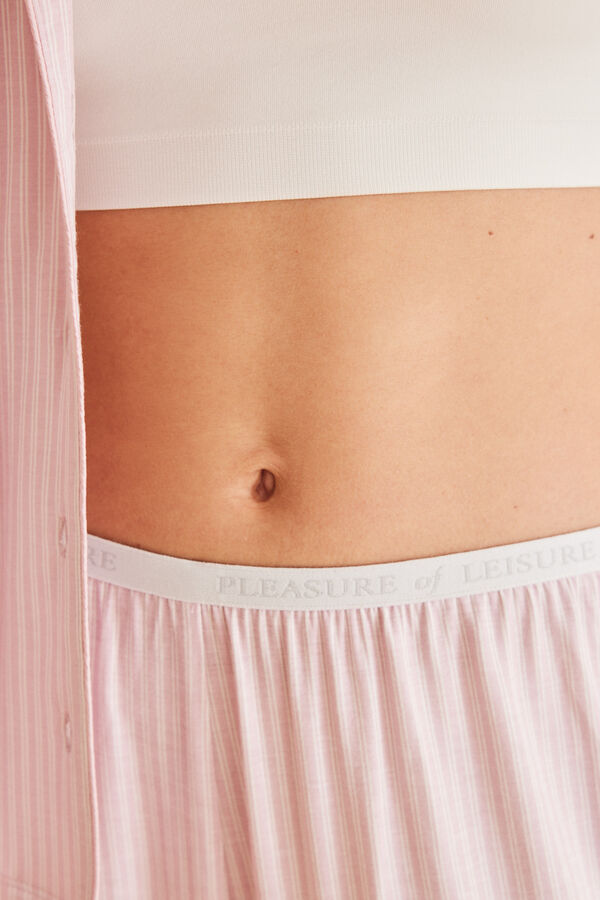 Women'secret Pijama camiseiro riscas rosa Ecovero&trade; rosa