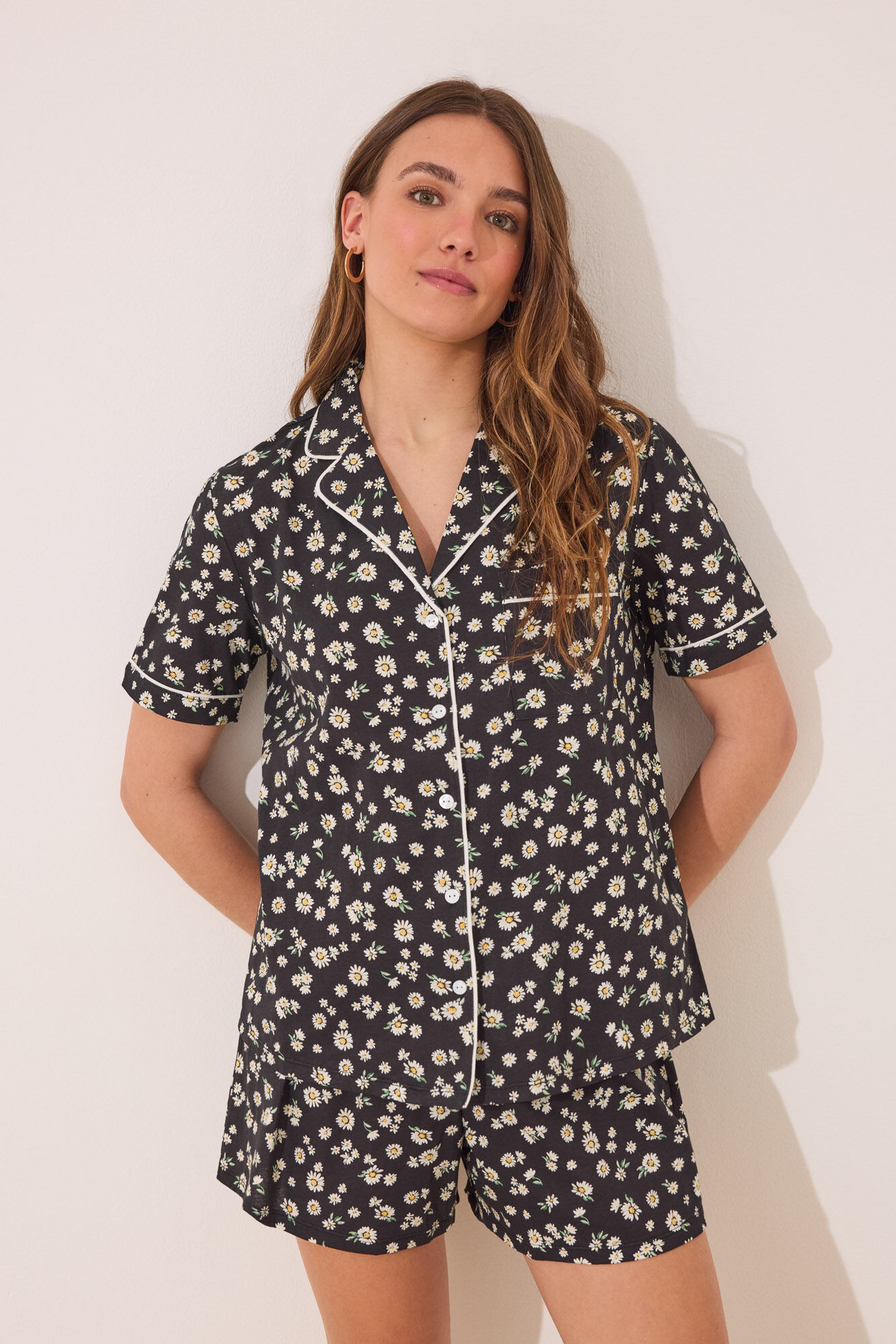 Women'secret Pijama camisero corto 100% algod&oacute;n flores