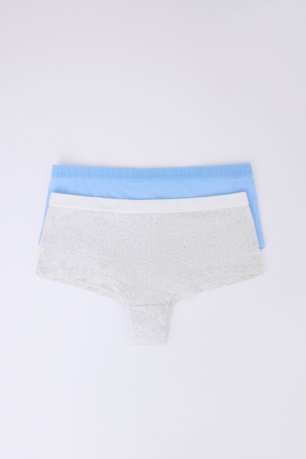 HI&BYE Pack de 2 cuecas boxer azuis e cinzentas branco