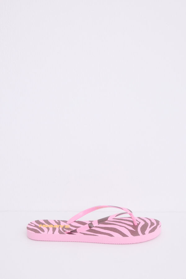 HI&BYE Chanclas print cebra rosa logo rosa