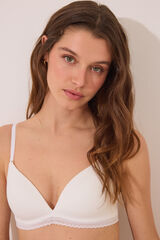 Women'secret CHARMING Soutien triangular de algod&atilde;o enchimento em marfim bege