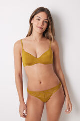 Women'secret Tanga cl&aacute;sico microfibra y encaje dorado amarillo