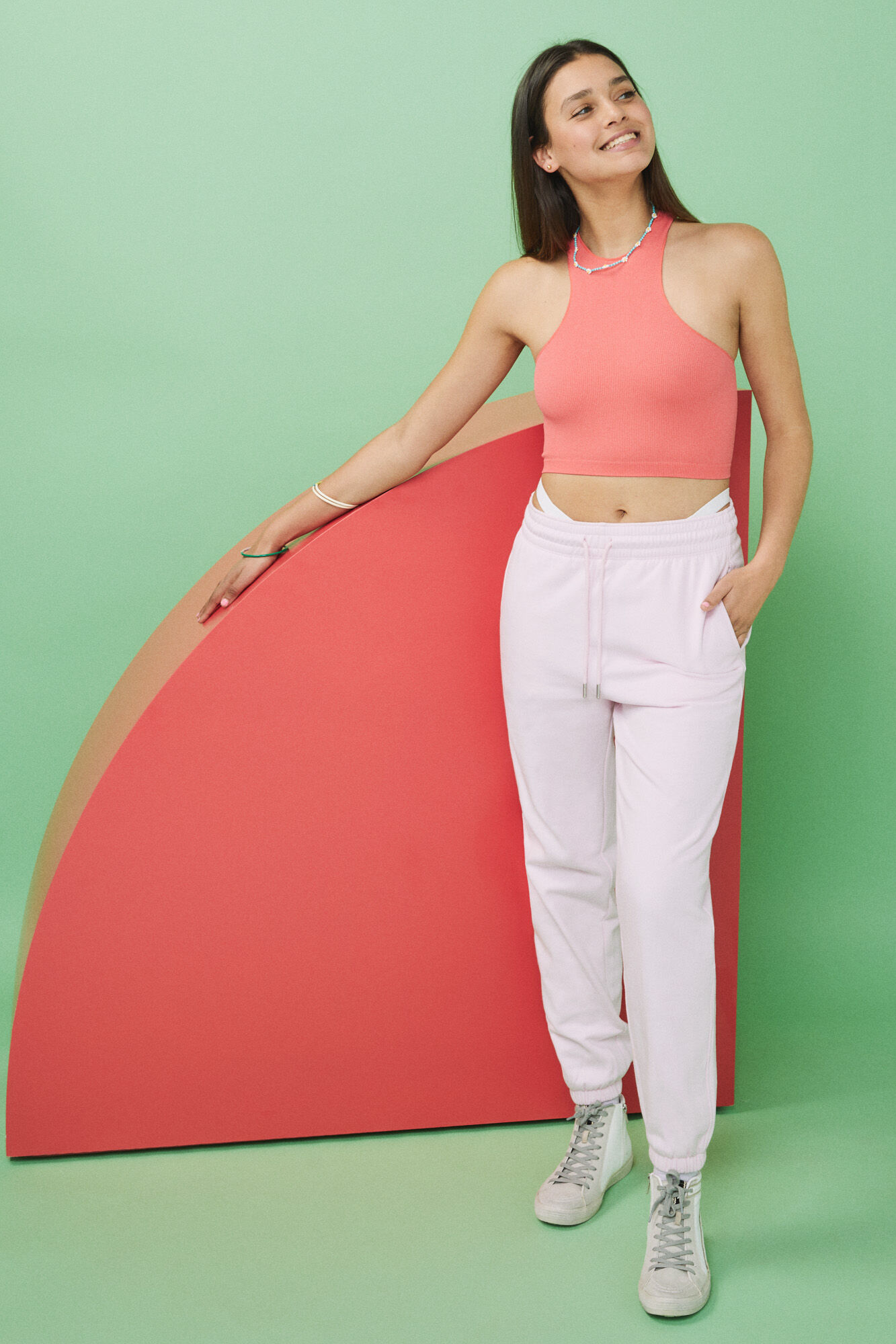 HI&BYE Crop top halter coral