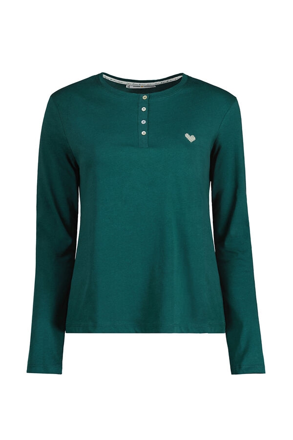 Women'secret Camiseta manga larga 100% algod&oacute;n verde verde