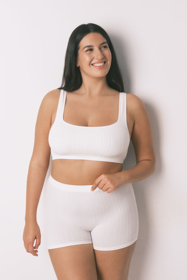 Women'secret Cueca boxer sem costura tric&ocirc; branco bege