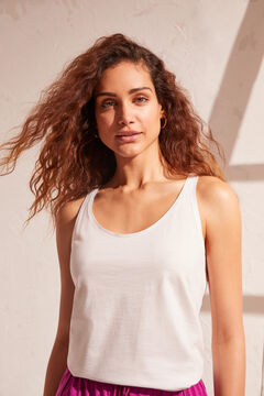 Womensecret T-shirt alças 100% algodão reversível branco beige