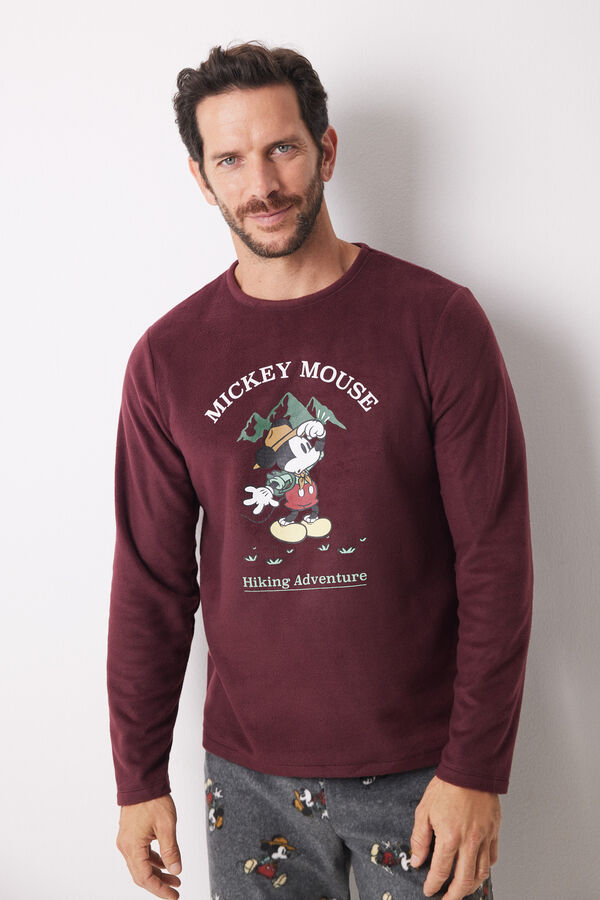 Women'secret Pijama longo de polar masculino "Mickey Mouse" vermelho