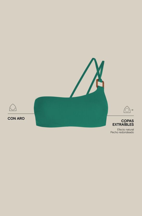 Women'secret Top bikini asim&eacute;trico verde verde