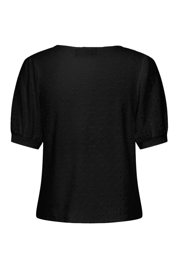 Pieces Blusa com decote em forma de Ou e manga curta.  preto