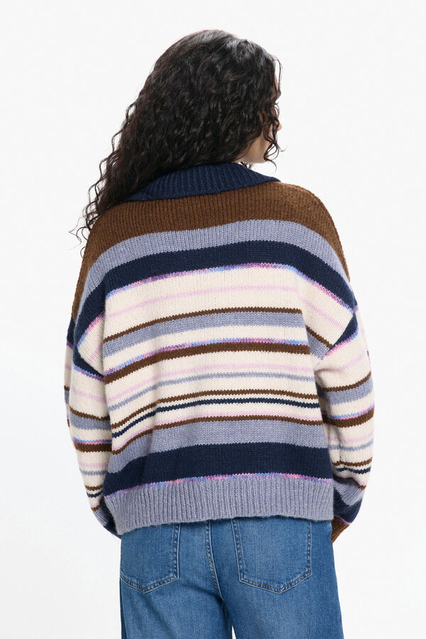 Pieces Jersey Cuello Polo Contraste marr&oacute;n