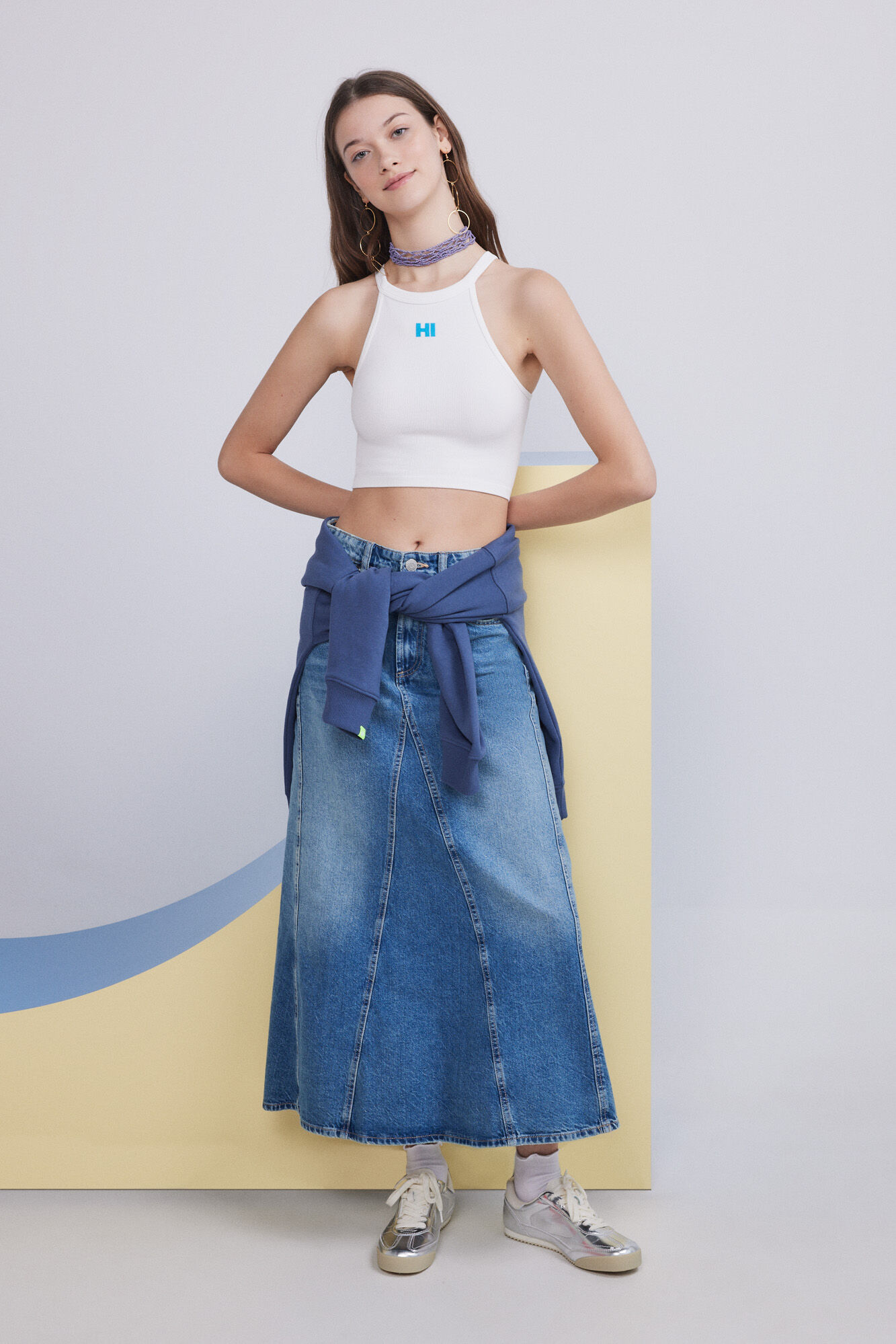 HI&BYE Crop top halter seamless blanco