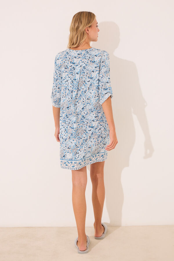 Women'secret Camisola curta de viscose com flores azuis azul