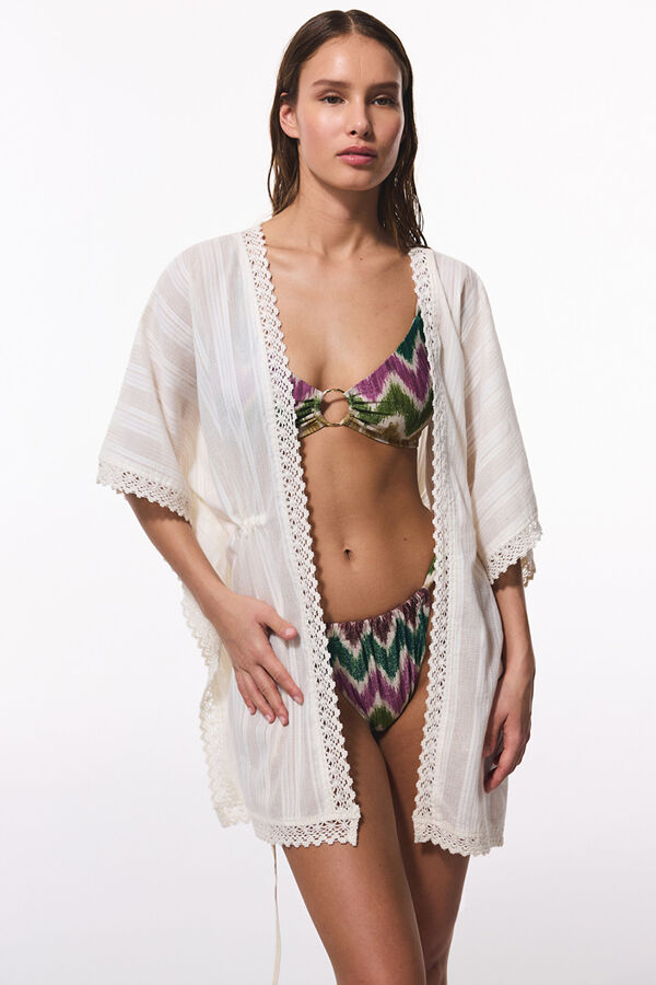 Penti Kimono corto blanco brillo marfil