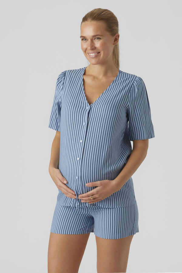 Mamalicious Pijama curto de algodão maternity azul