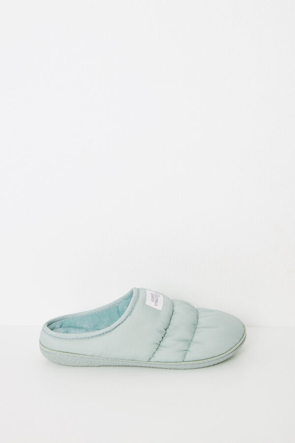 Women'secret Chinelos de casa de nylon acolchoados verdes verde