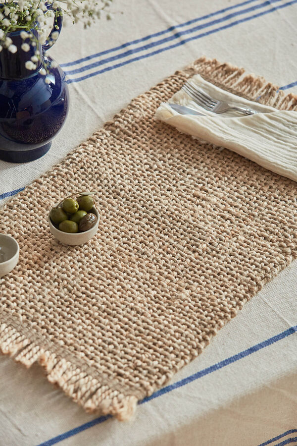 Calma House Mantel individual de yute trenzado Arena nude