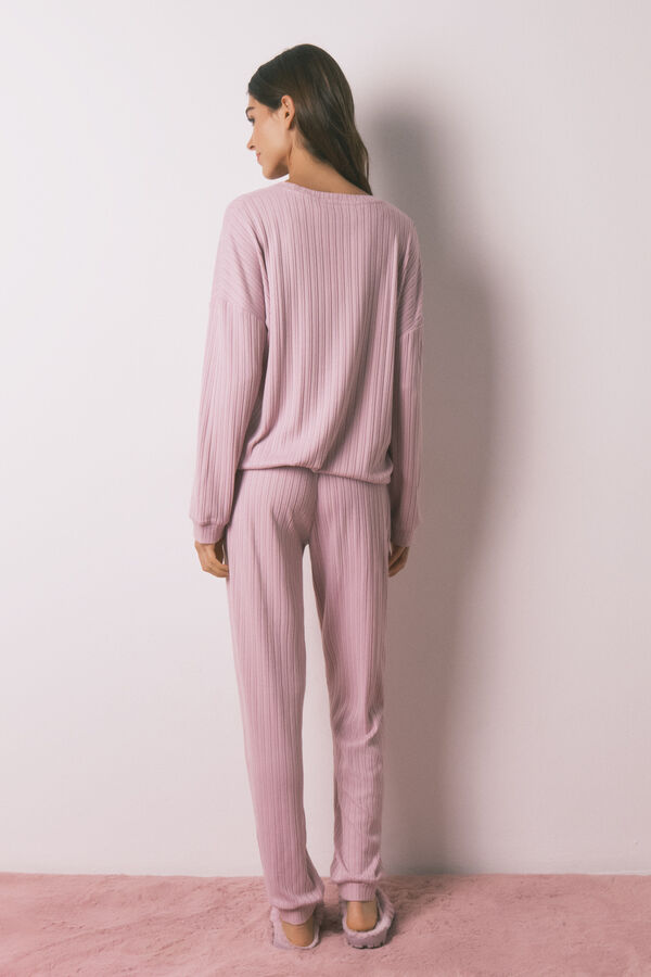 Women'secret Pijama largo rosa Vecina Rubia punto c&aacute;lido soft rosa