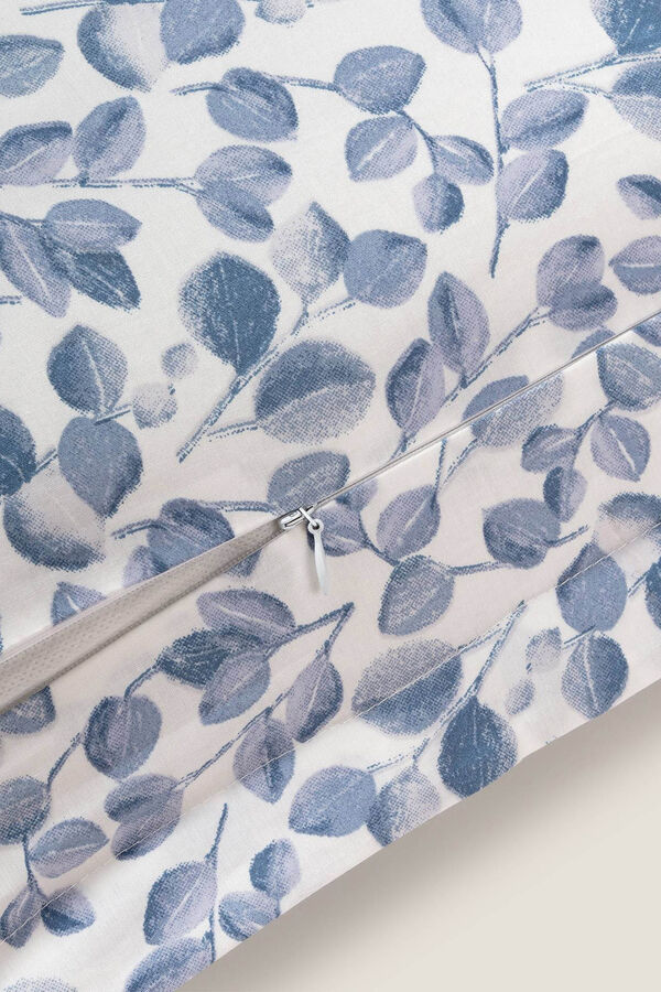 Textura Funda coj&iacute;n hojas algod&oacute;n percal 55x55cm. azul