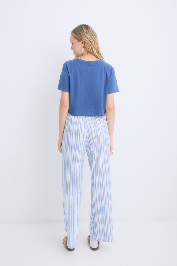 HI&BYE Pijama 100% algodão riscas azul azul