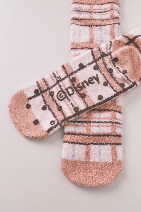 Women'secret Meias longas de pelo com estampa xadrez do Mickey Mouse rosa