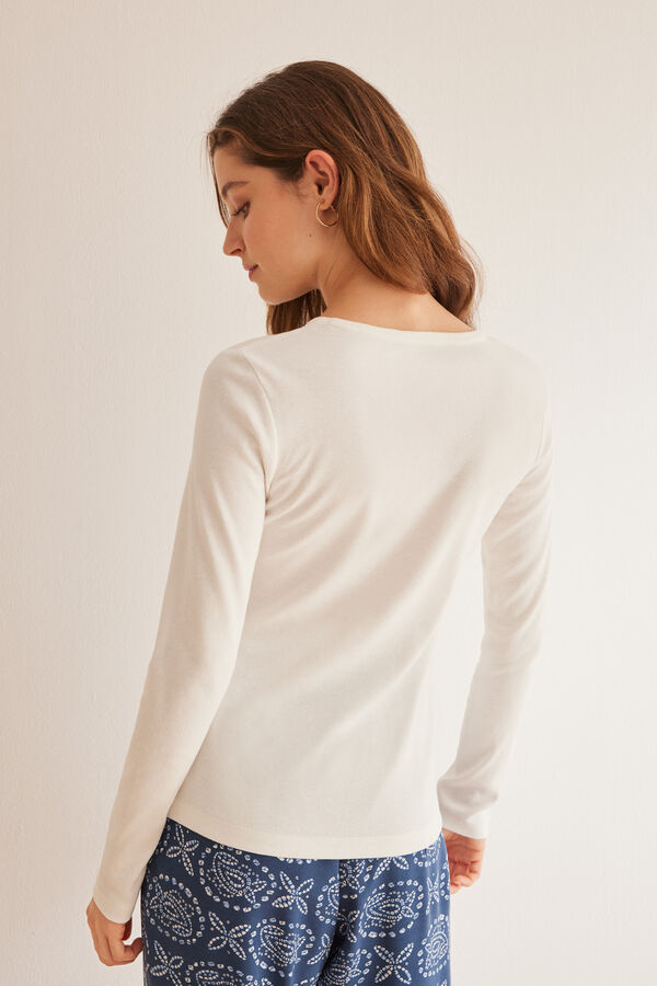 Women'secret T-shirt padeira branca 100% algod&atilde;o bege