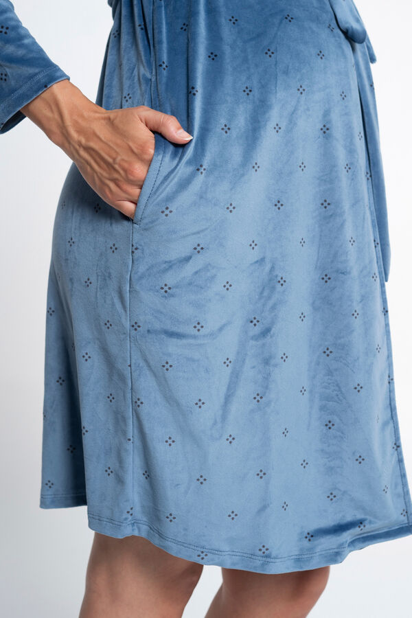 Ohma! Bata terciopelo estampada azul
