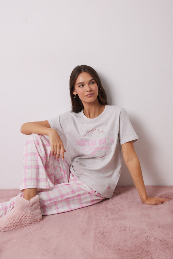 Women'secret Pijama algod&oacute;n manga corta La Vecina Rubia gris