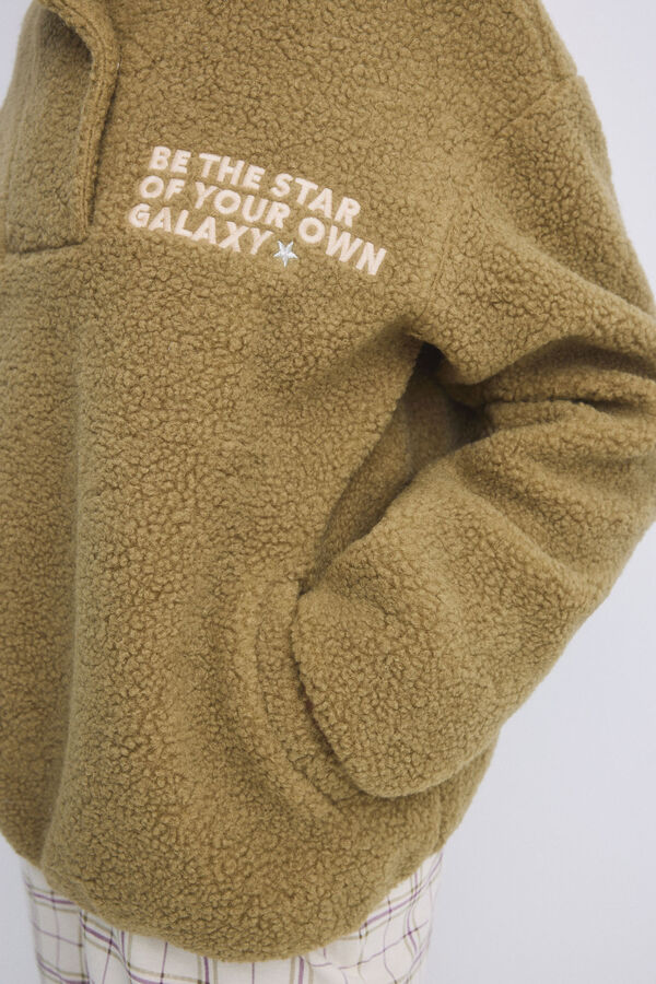 HI&BYE Sweatshirt cropped c&aacute;qui borrego bege