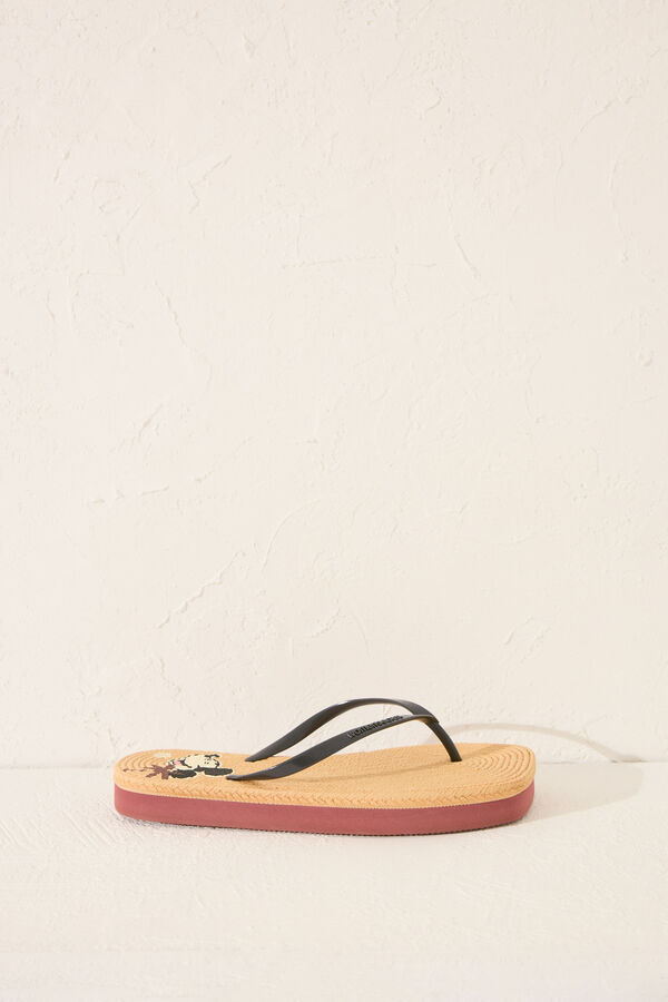 Women'secret Chinelo plataforma efeito r&aacute;fia  cru