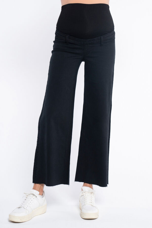 Ohma! Cal&ccedil;a jeans culotte colorida para pr&eacute;-mam&atilde; preto
