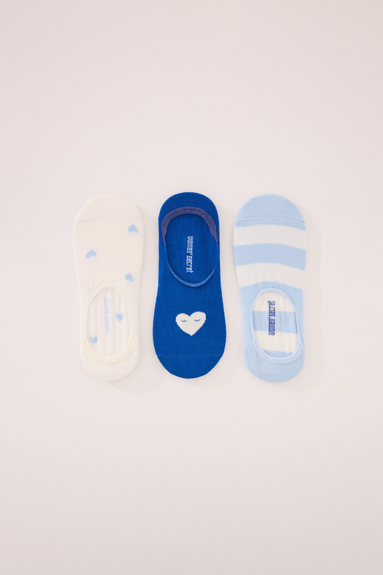 Women'secret Pack 3 calcetines invisibles algod&oacute;n print corazones